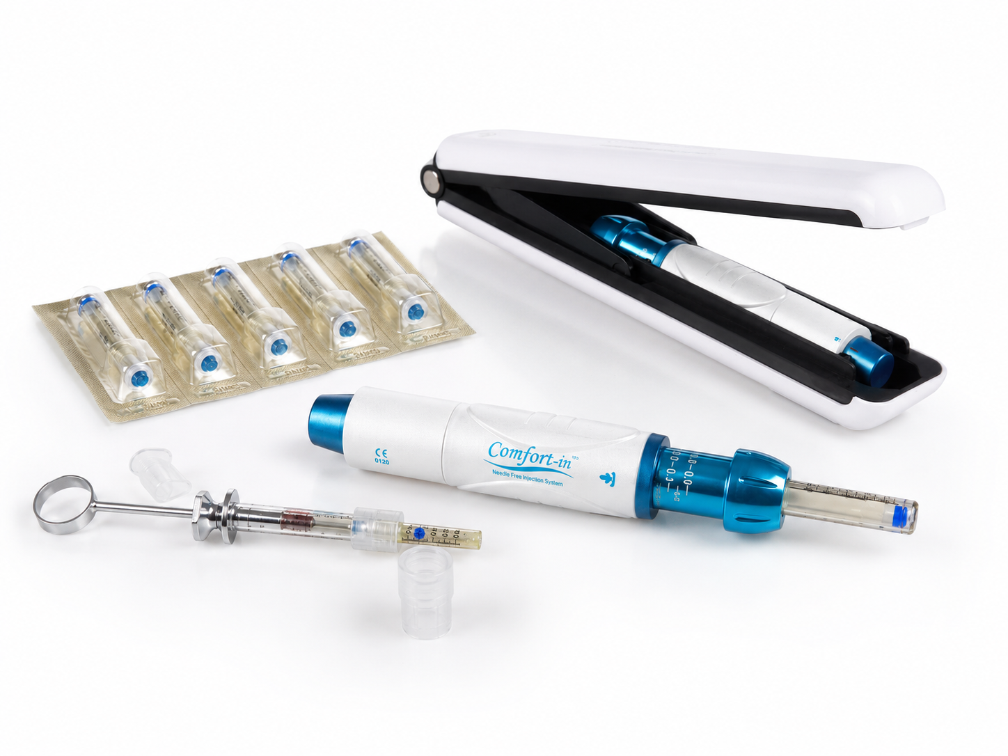 Comfort-in needle-free injection system components